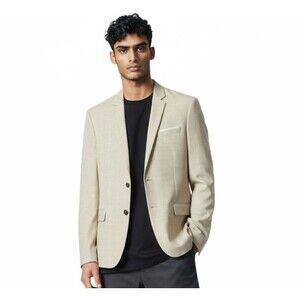 The Kooples Blazer Jacket Mens US 36/FR 46 Beige 100% Wool 2 Button Notch Lapel